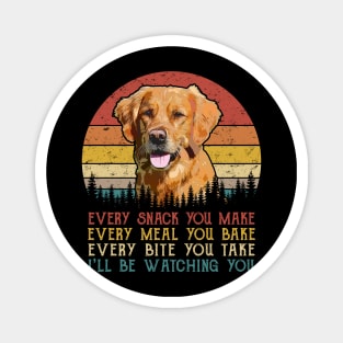 Retro Golden Retriever Every Snack You Make Every Meal You Bake Magnet